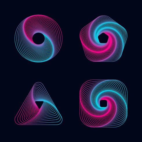 Linha de gradiente espiral projeta elementos vetor