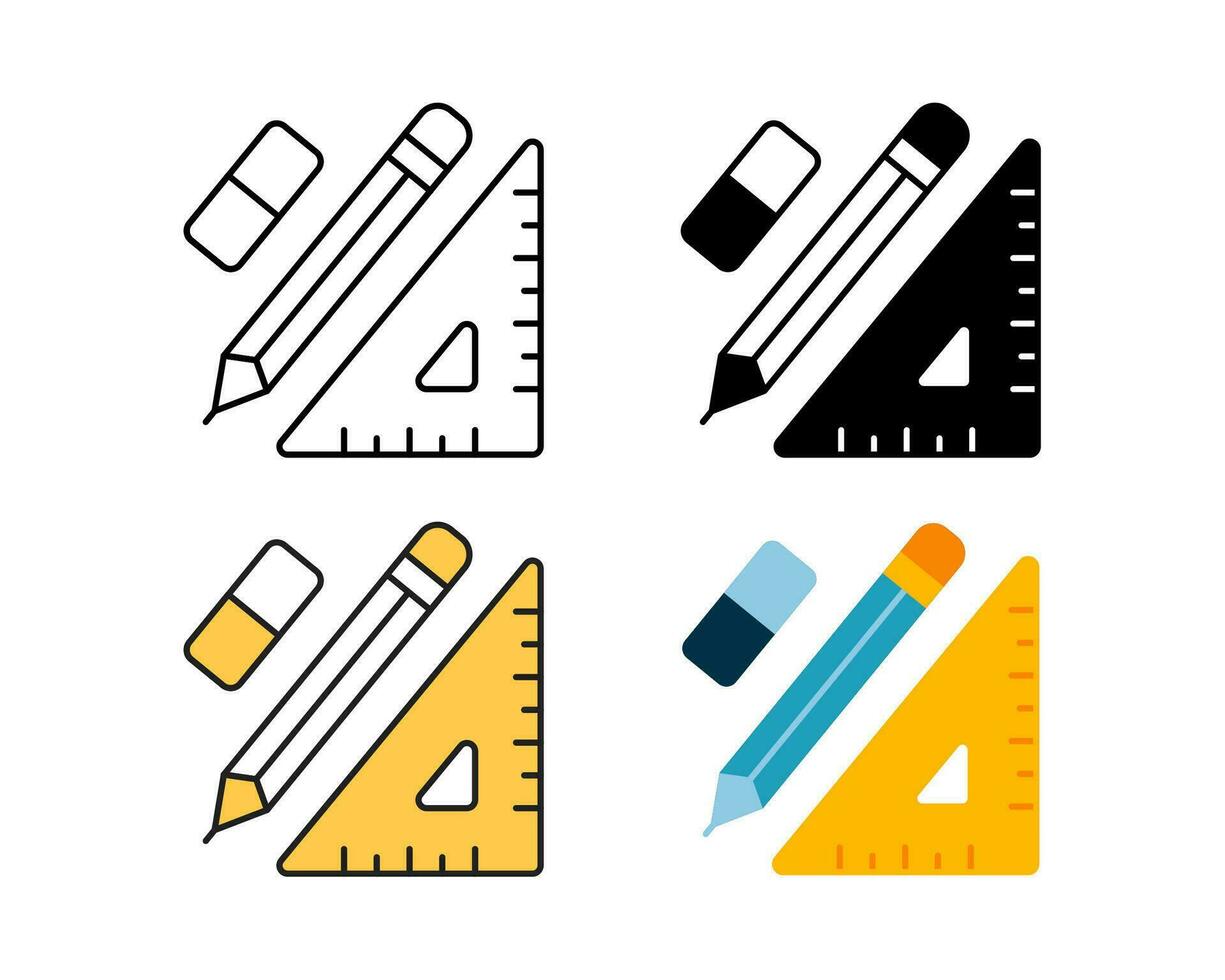 papelaria ferramenta ícone vetor Projeto dentro 4 estilo linha, glifo, duotônico, e plano.