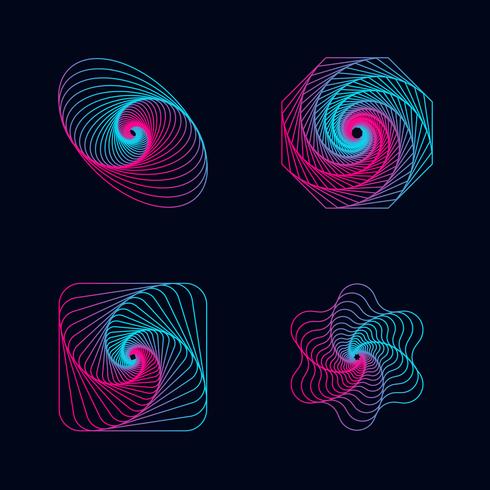 Linha de gradiente espiral projeta elementos vetor
