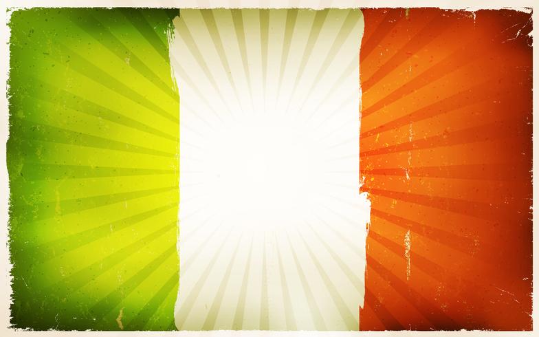 Vindima, bandeira irlandesa, cartaz, fundo vetor