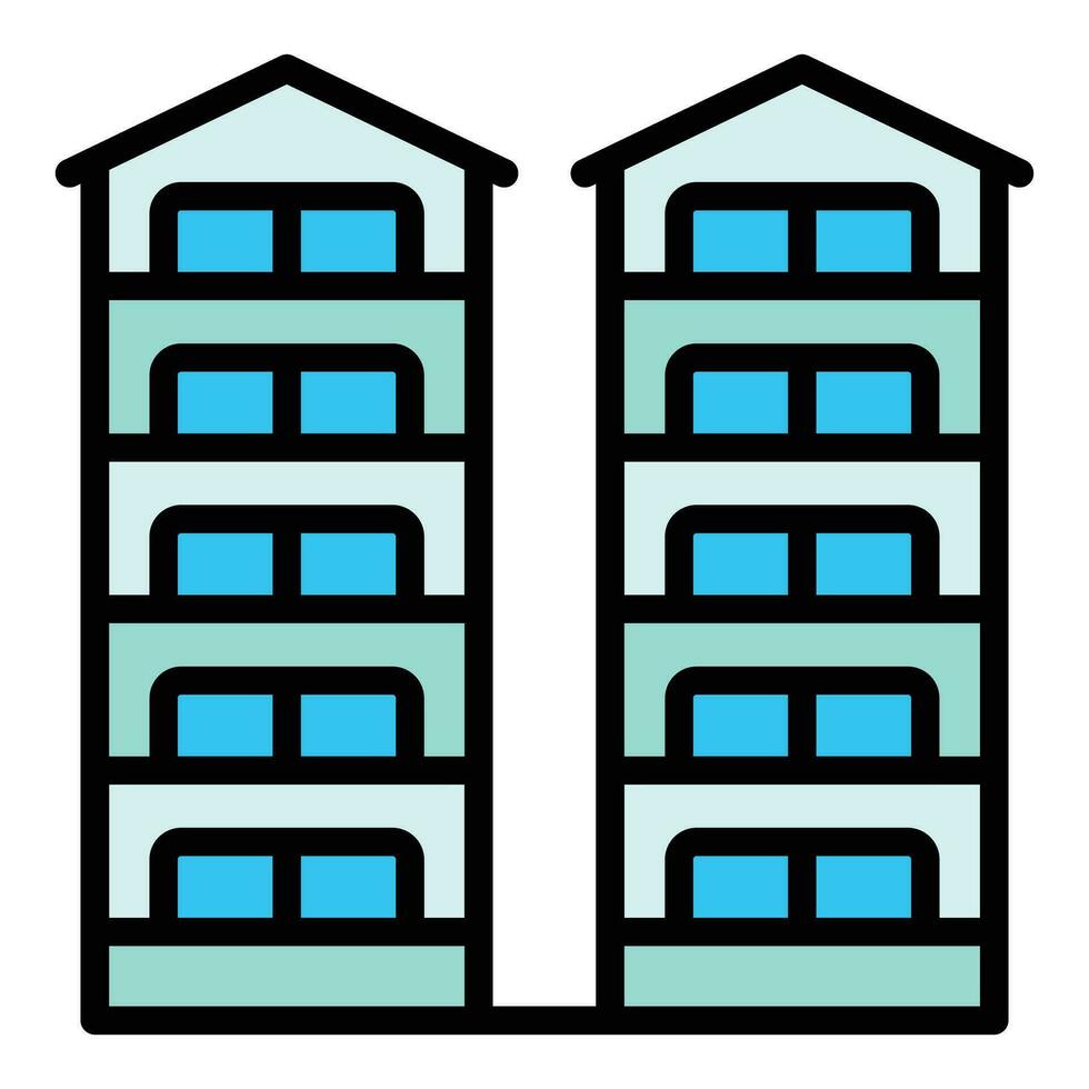 cidade multistory ícone vetor plano