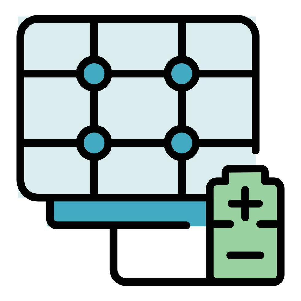 luz solar bateria ícone vetor plano