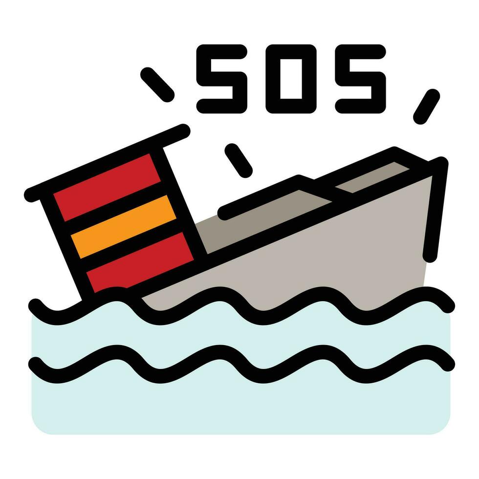 navio SOS ícone vetor plano