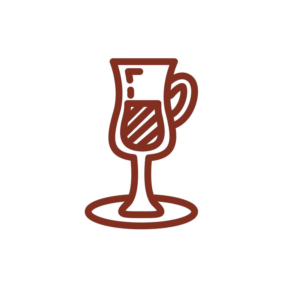Café gelado no ícone de estilo de linha do copo bebida vetor