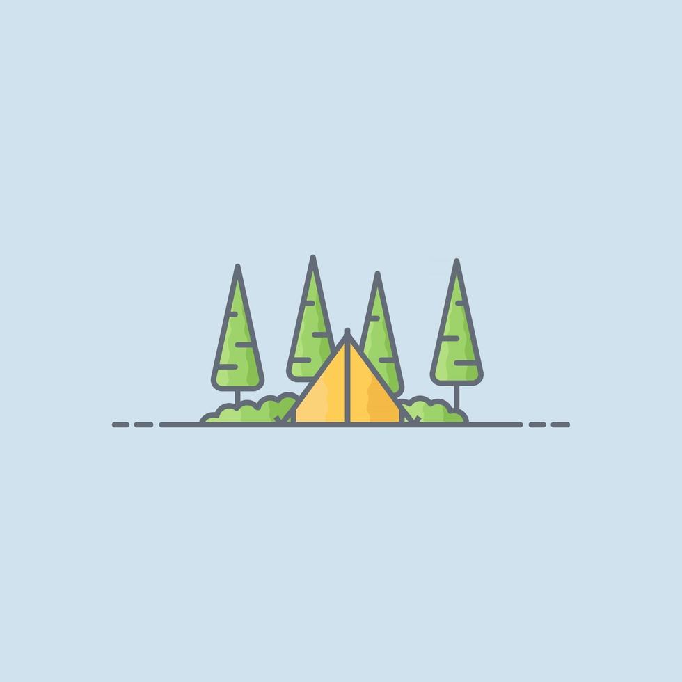 ilustração em vetor floresta acampamento ao ar livre