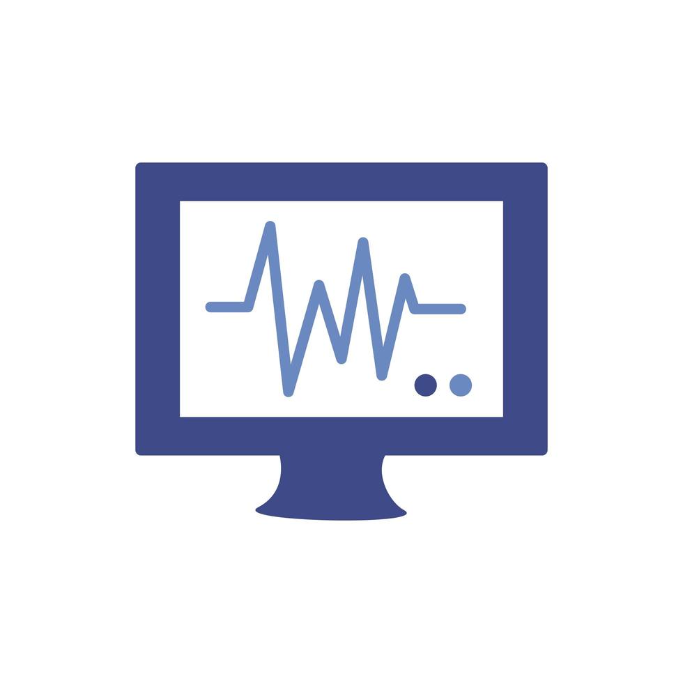 ícone plano de pulso de cardiologia de máquina de eletrocardiograma médico vetor