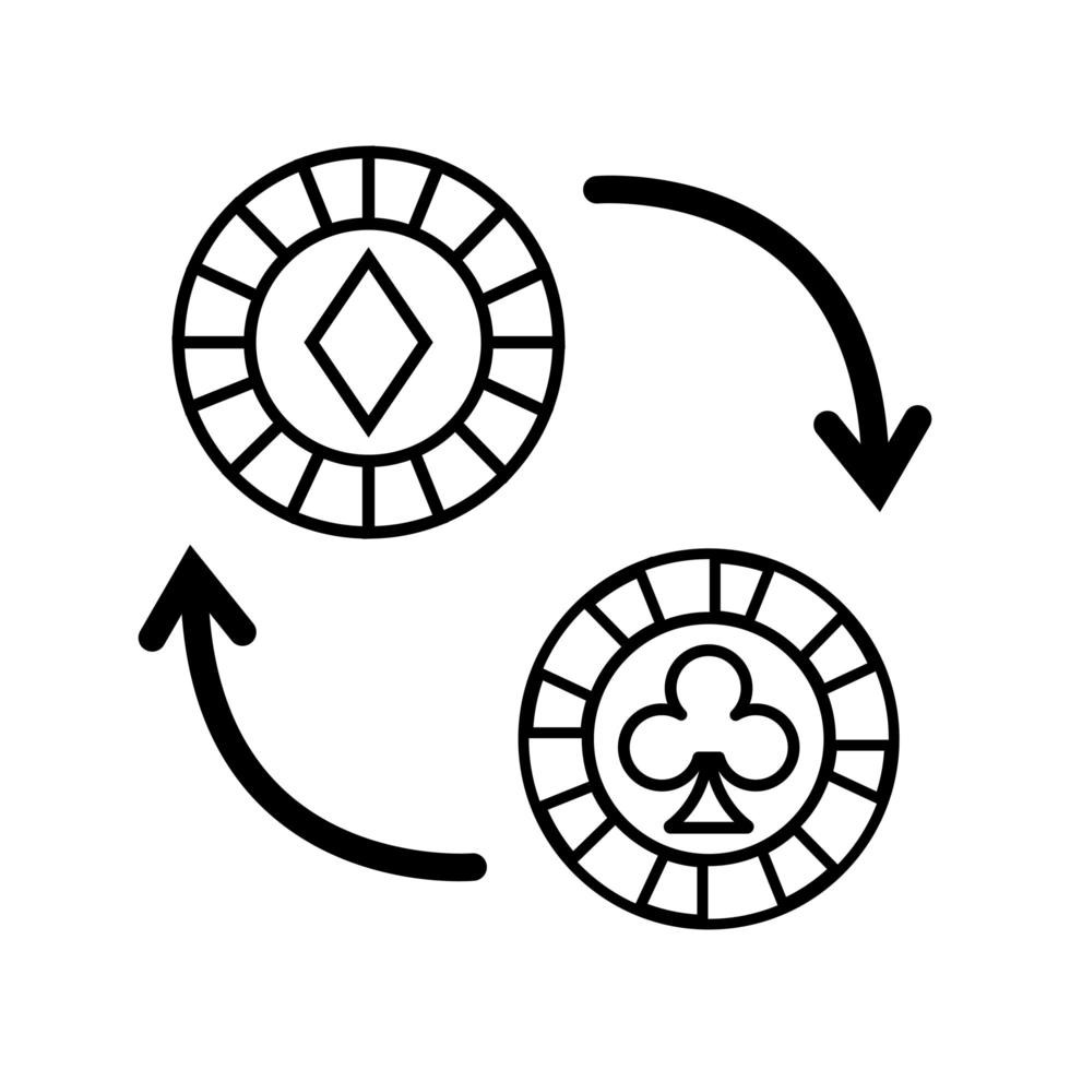 ficha de casino com ícone de setas vetor