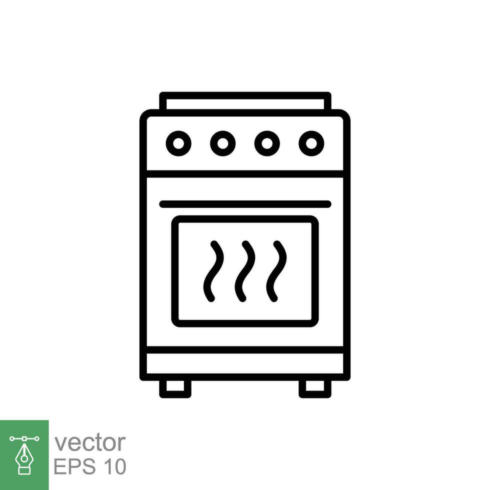 fogão ícone. simples esboço estilo. cozinha equipamento, forno, forno, gás, propano, culinária, restaurante conceito. fino linha símbolo. vetor ilustração isolado em branco fundo. eps 10.