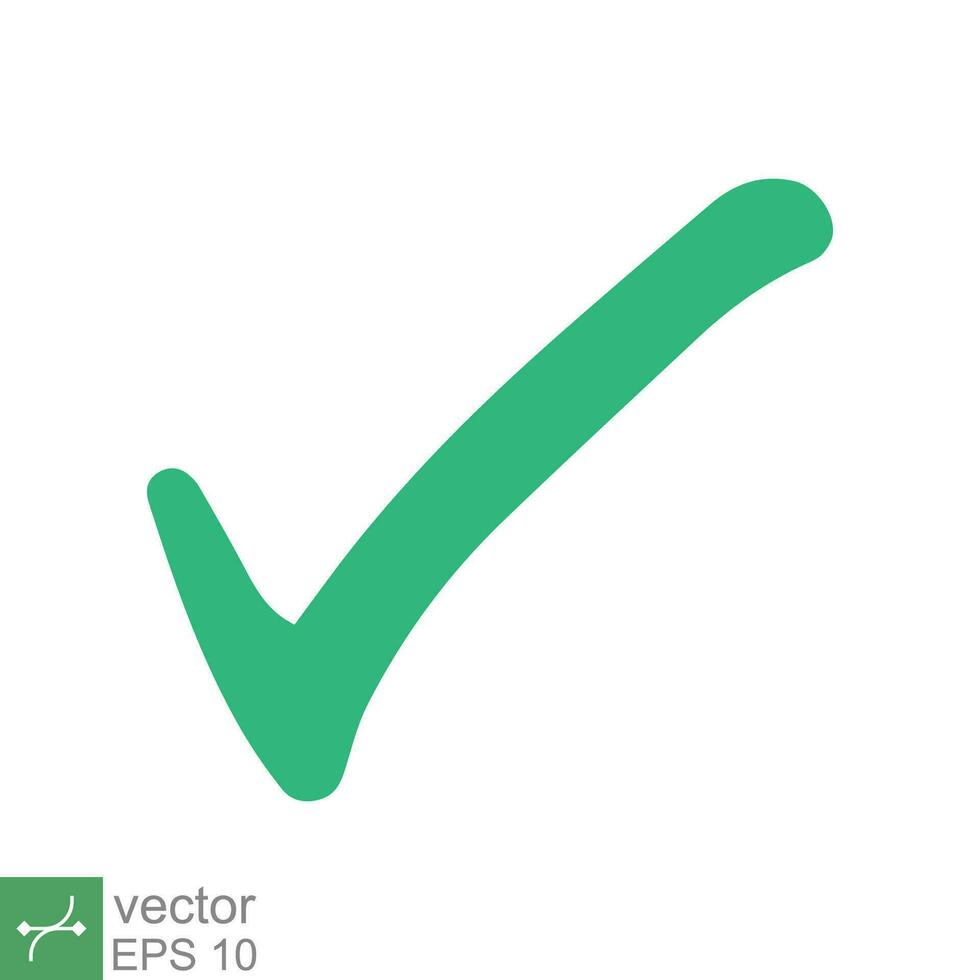 verde Verifica marca ícone. simples plano estilo. Carraça símbolo, caixa de seleção, certo, marca de seleção, sim, correto, aceitação, Está bem conceito. vetor ilustração isolado em branco fundo. eps 10.