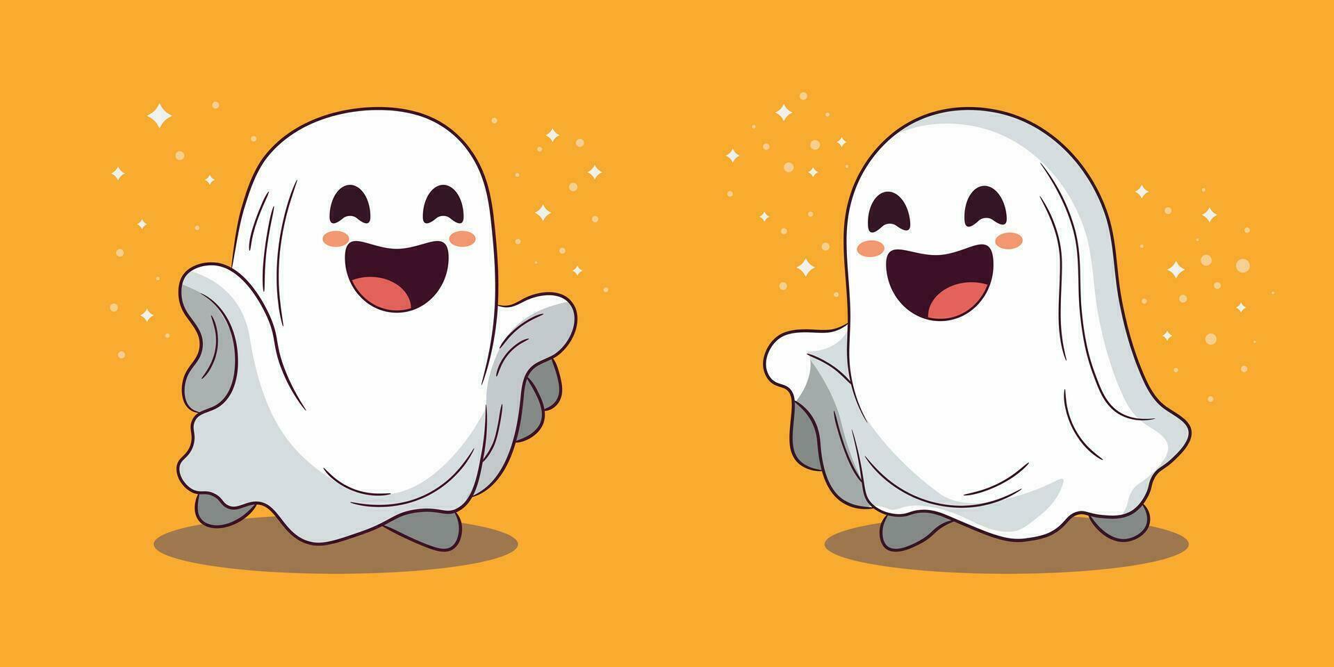 bonitinho, adorável desenho animado dia das Bruxas fantasma para feriado Projeto elementos. vetor