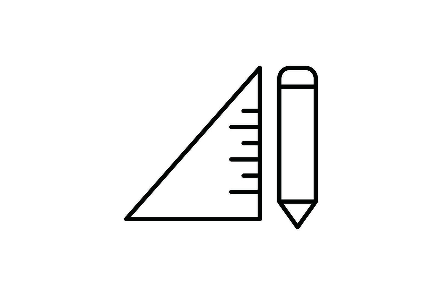 régua e caneta ícone. ícone relacionado para papelaria. linha ícone estilo. simples vetor Projeto editável
