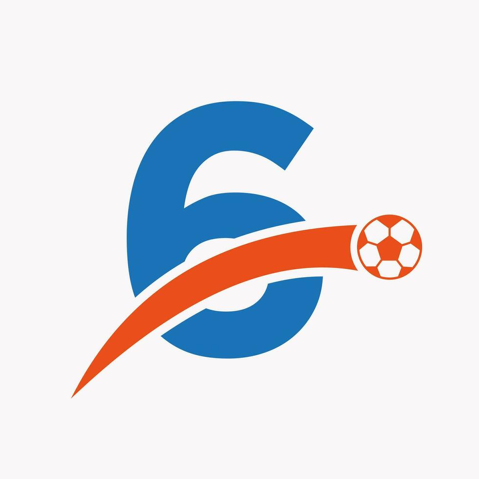 futebol logotipo em carta 6 com comovente futebol ícone. futebol logotipo modelo vetor