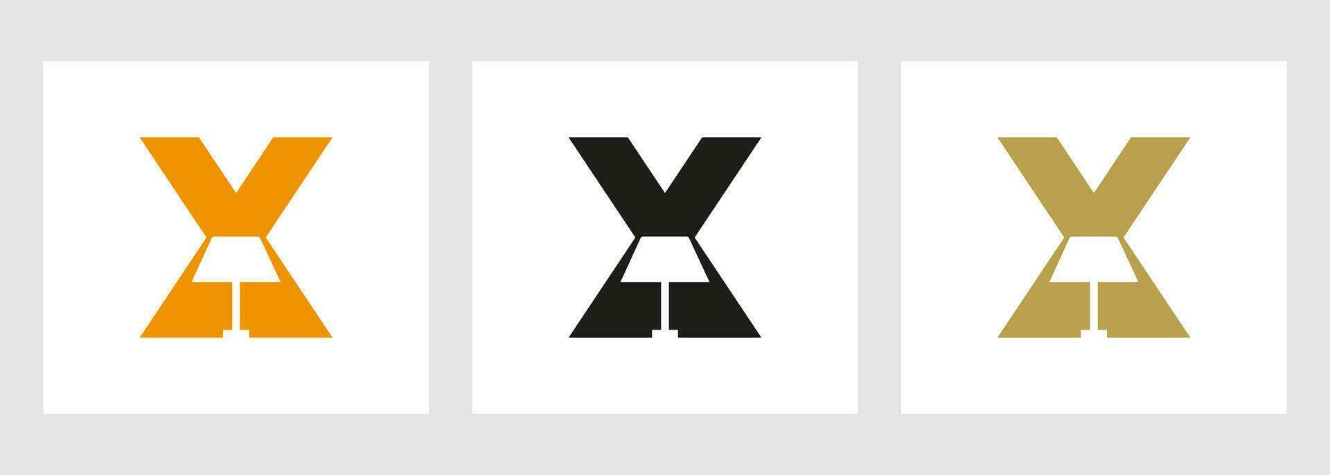 luminária logotipo em carta x. luminária símbolo vetor modelo