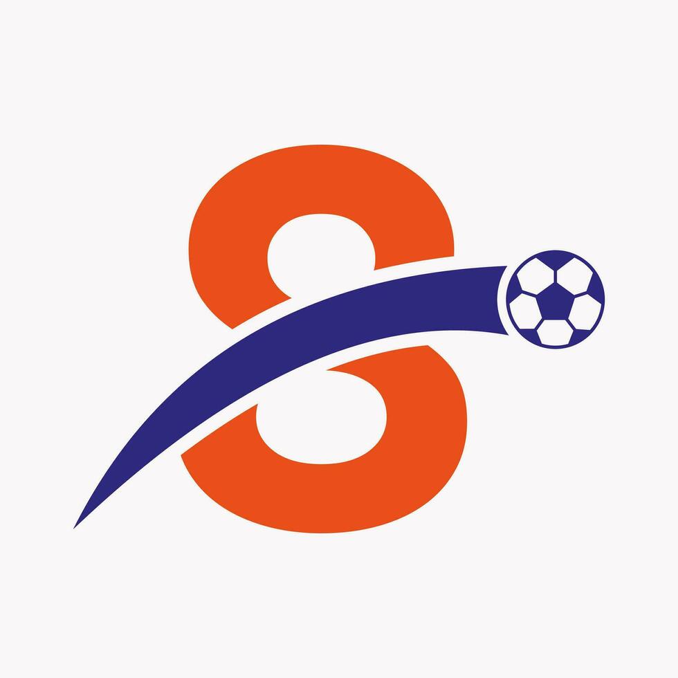 futebol logotipo em carta 8 com comovente futebol ícone. futebol logotipo modelo vetor
