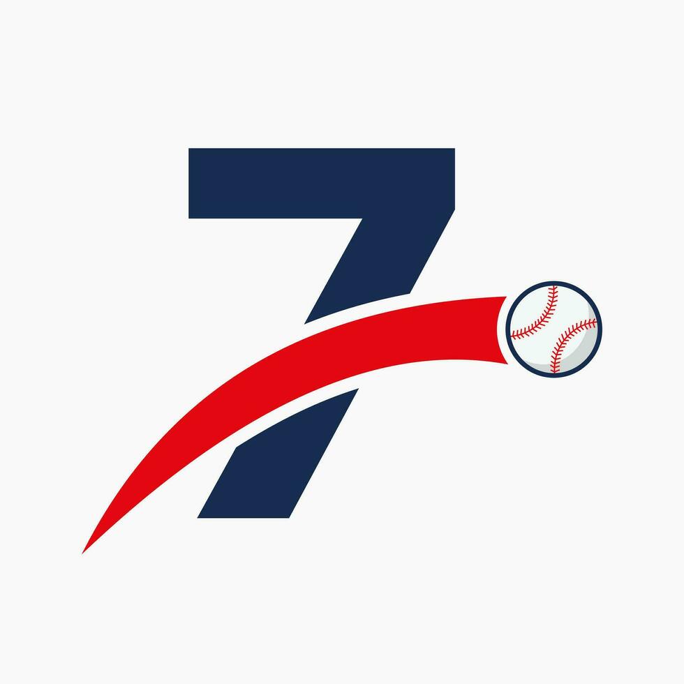 beisebol logotipo em carta 7 com comovente beisebol ícone. beisebol logótipo modelo vetor