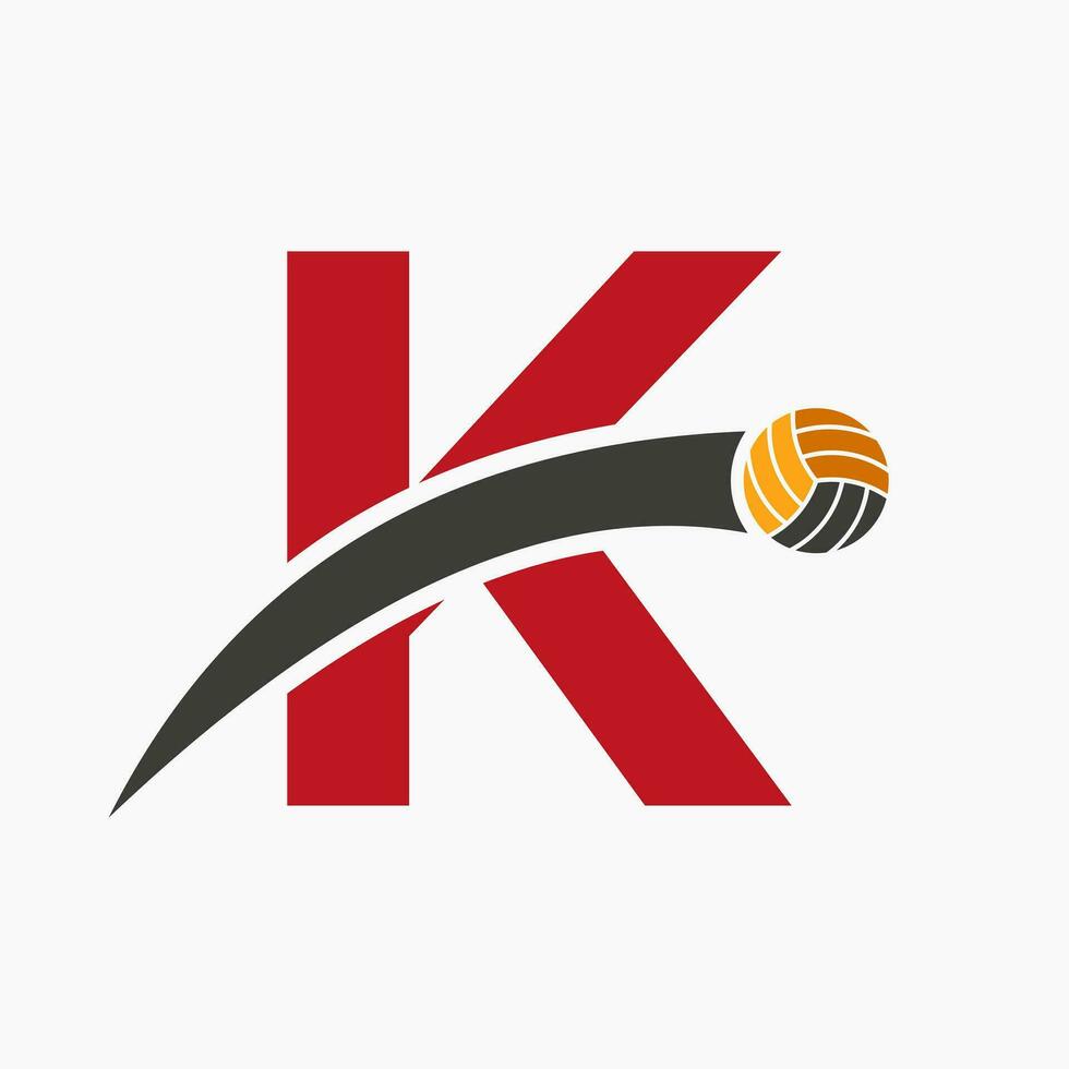 voleibol logotipo em carta k com comovente voleibol bola ícone. voleio bola símbolo vetor