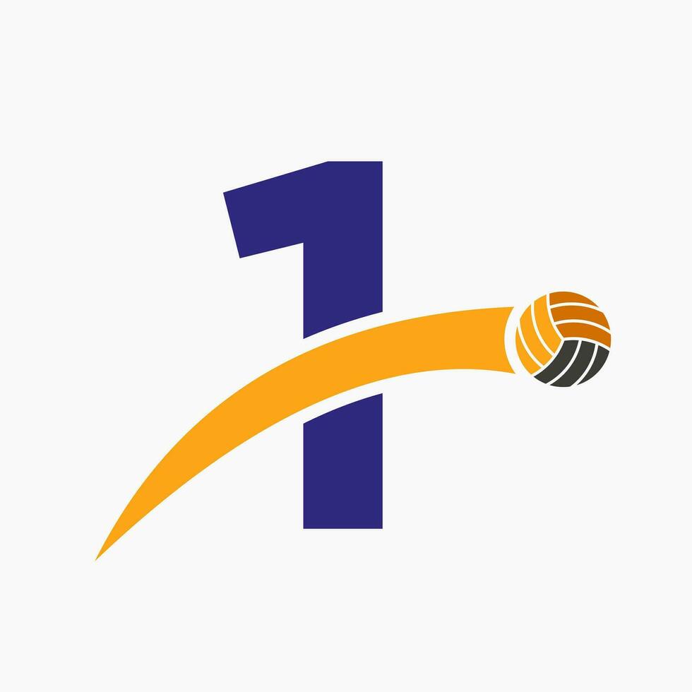 voleibol logotipo em carta 1 com comovente voleibol bola ícone. voleio bola símbolo vetor
