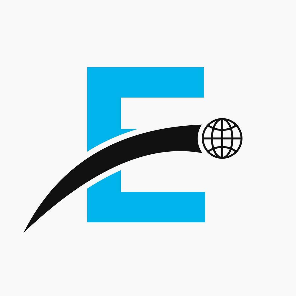 carta e logotipo conceito com global mundo ícone vetor modelo