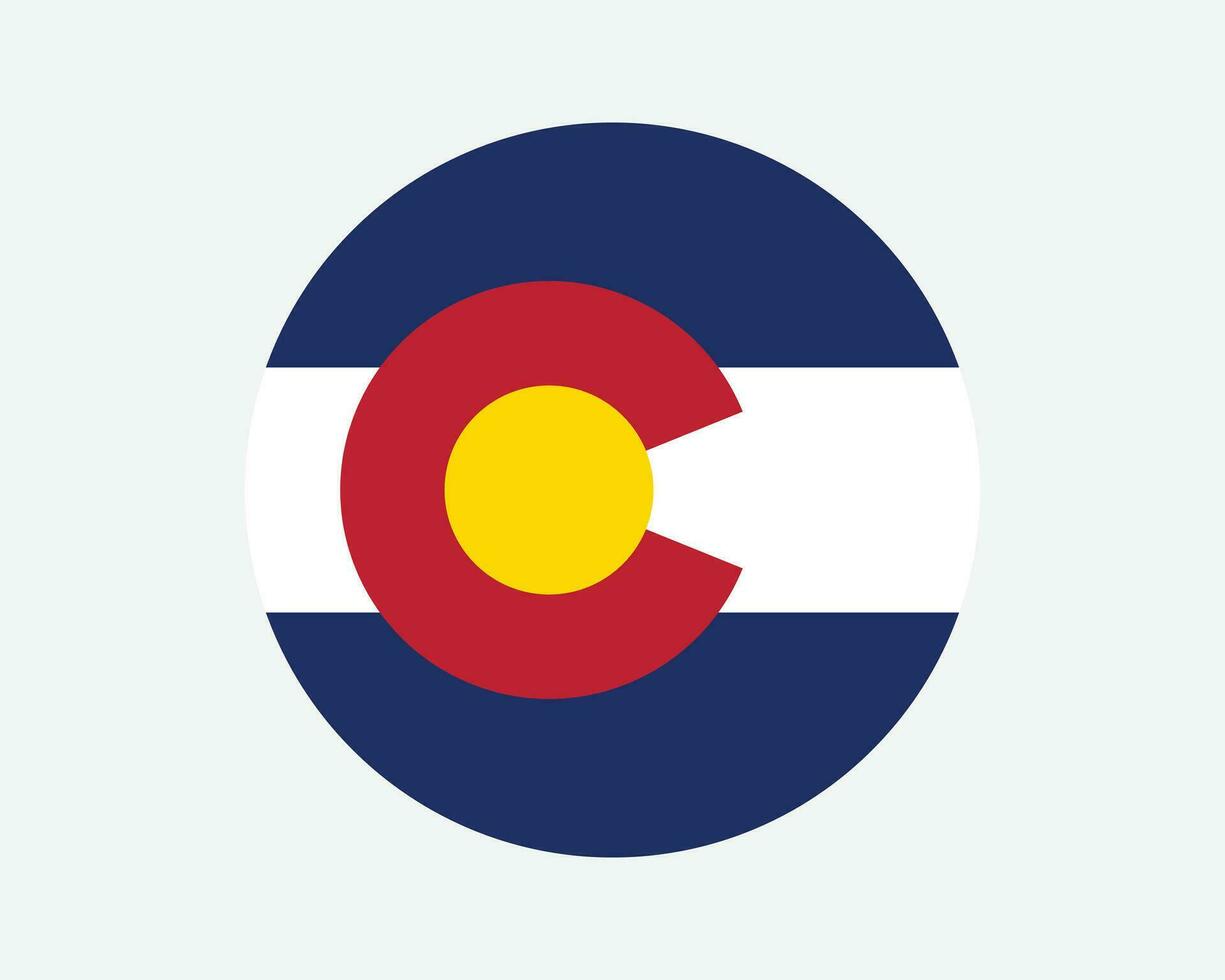Colorado EUA volta Estado bandeira. co, nos círculo bandeira. Estado do Colorado, Unidos estados do América circular forma botão bandeira. eps vetor ilustração.