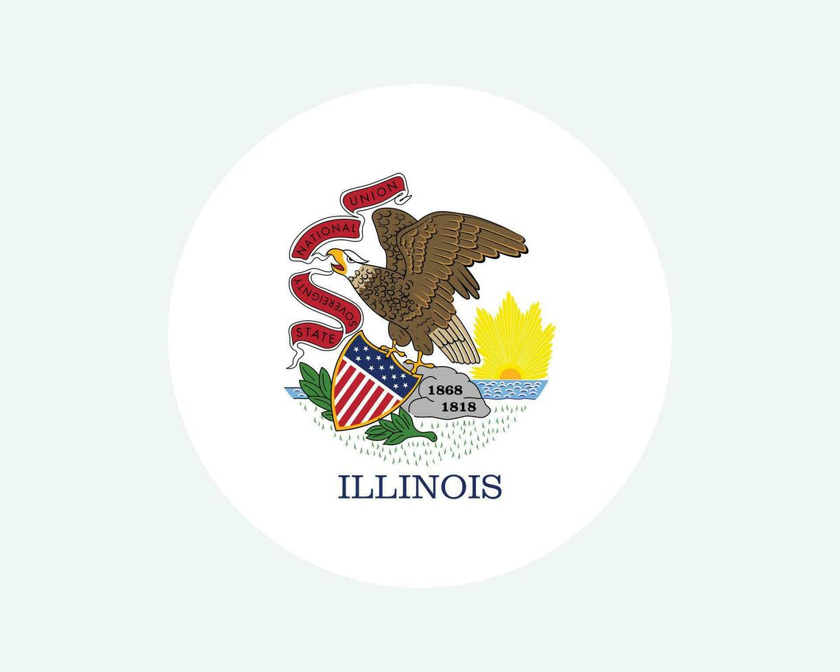 Illinois EUA volta Estado bandeira. eu, nos círculo bandeira. Estado do Illinois, Unidos estados do América circular forma botão bandeira. eps vetor ilustração.