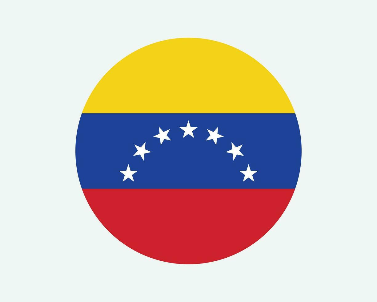 Venezuela 7 estrelas volta bandeira. venezuelano Sete estrelas círculo bandeira. Venezuela nacional país circular forma botão bandeira. eps vetor ilustração cortar arquivo.