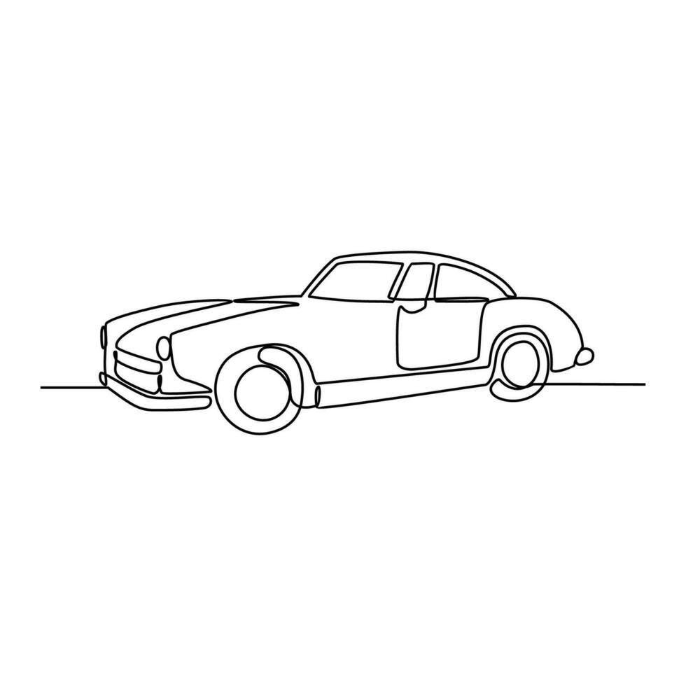 1 contínuo linha desenhando do carro Como terra veículo com branco fundo. terra transporte Projeto dentro simples linear estilo. não coloração veículo Projeto conceito vetor ilustração