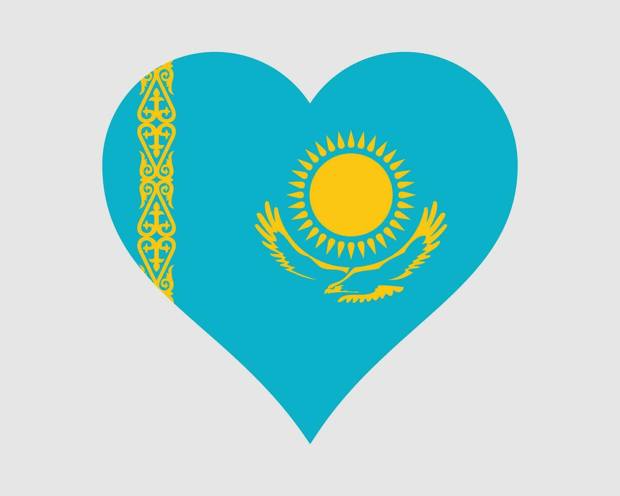 Cazaquistão coração bandeira. kazakhstani amor forma país nação nacional bandeira. república do Cazaquistão bandeira ícone placa símbolo. eps vetor ilustração.