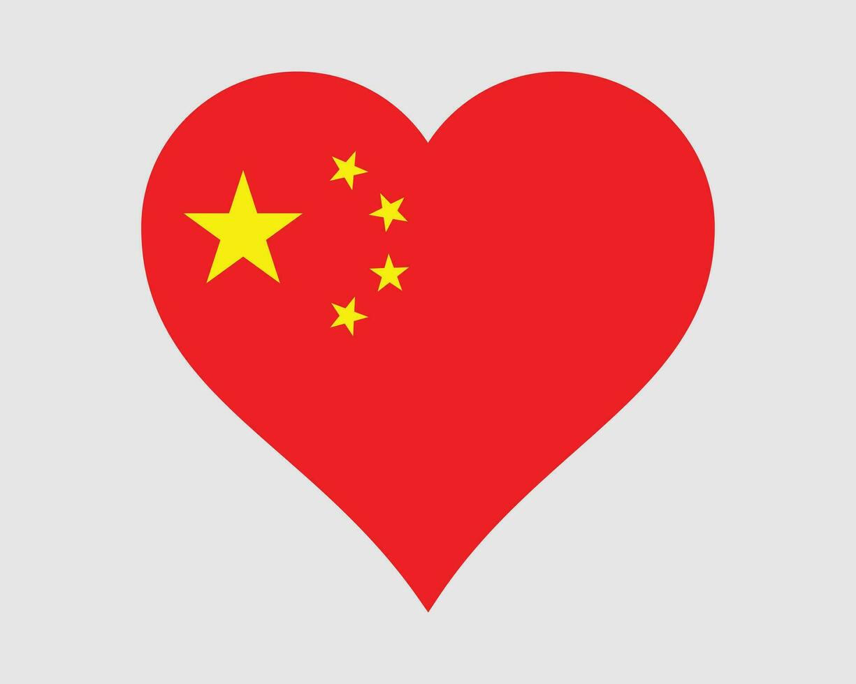 China coração bandeira. chinês amor forma país nação nacional bandeira. povos república do China bandeira ícone placa símbolo. eps vetor ilustração.