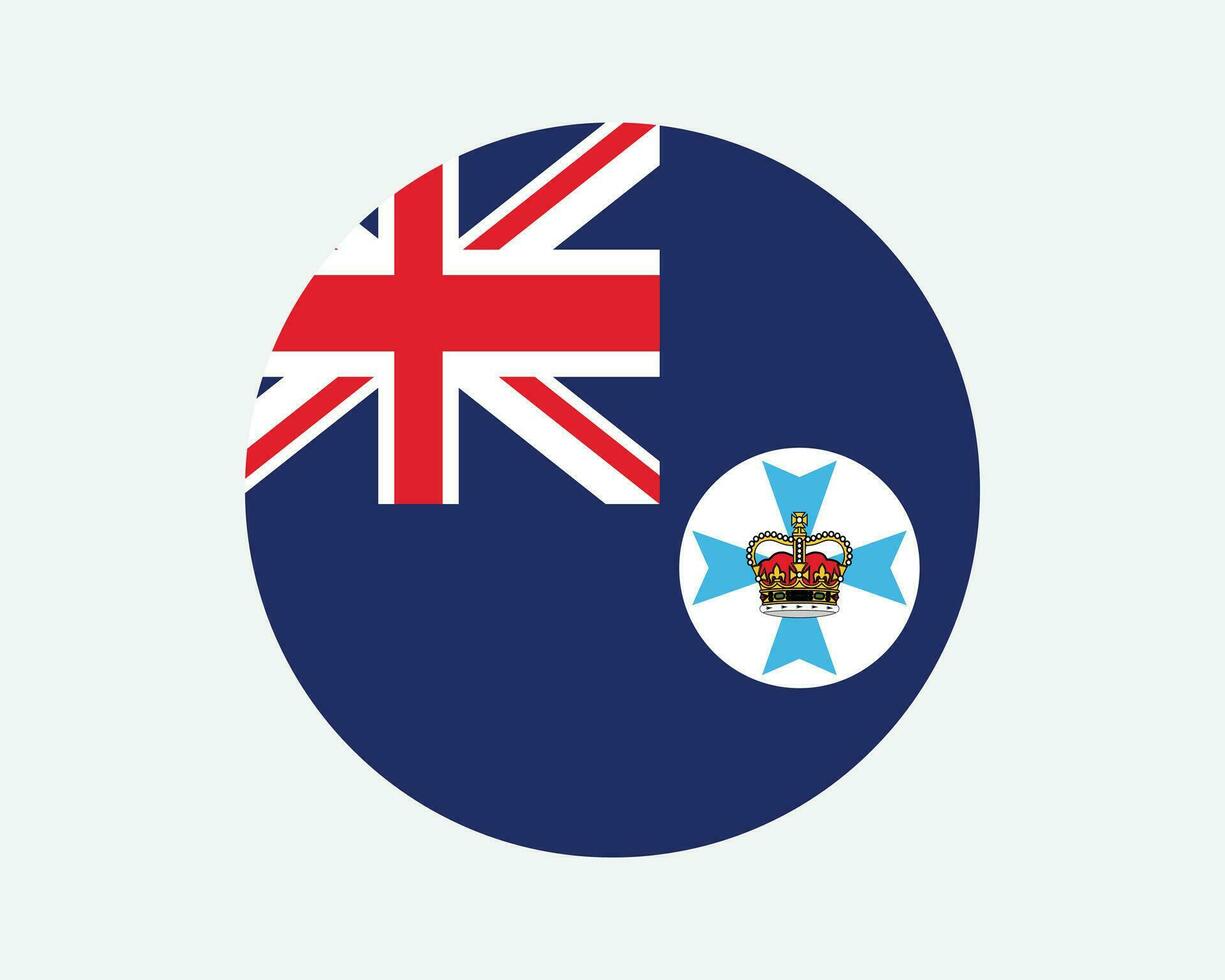 Queensland volta bandeira. qld, Austrália círculo bandeira. australiano Estado circular forma botão bandeira. eps vetor ilustração