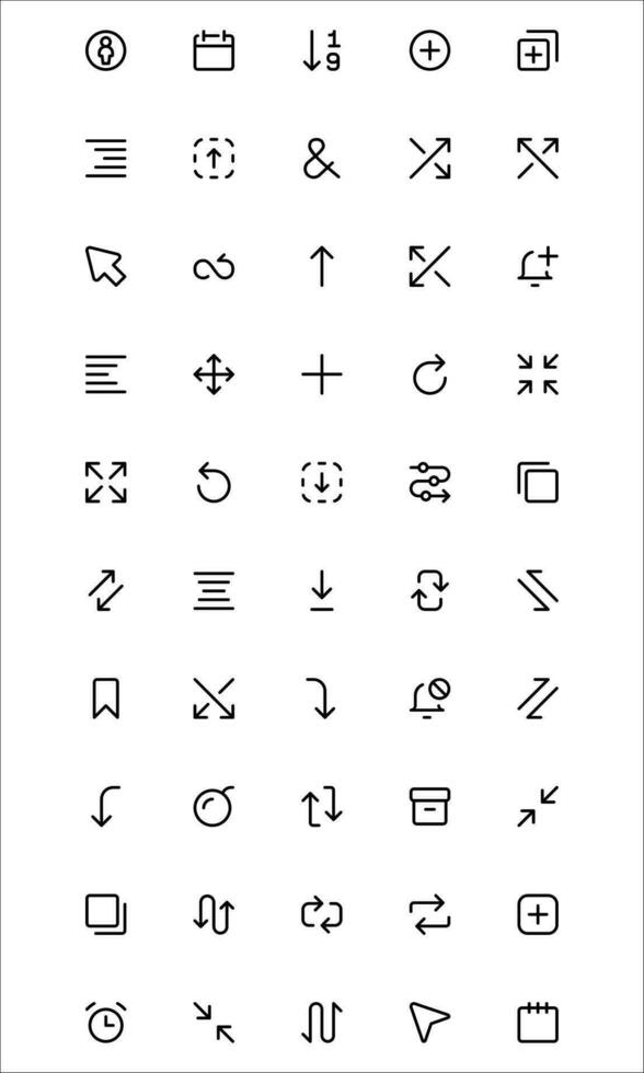 interface essencial relacionado vetor linha ícones simples definir. contém ícones gostar clima ícone, seta ícone, editar ícone, alinhar ícone, trava ícone, trava ícone e muitos mais. editável AVC. 32x32 pixel perfeito