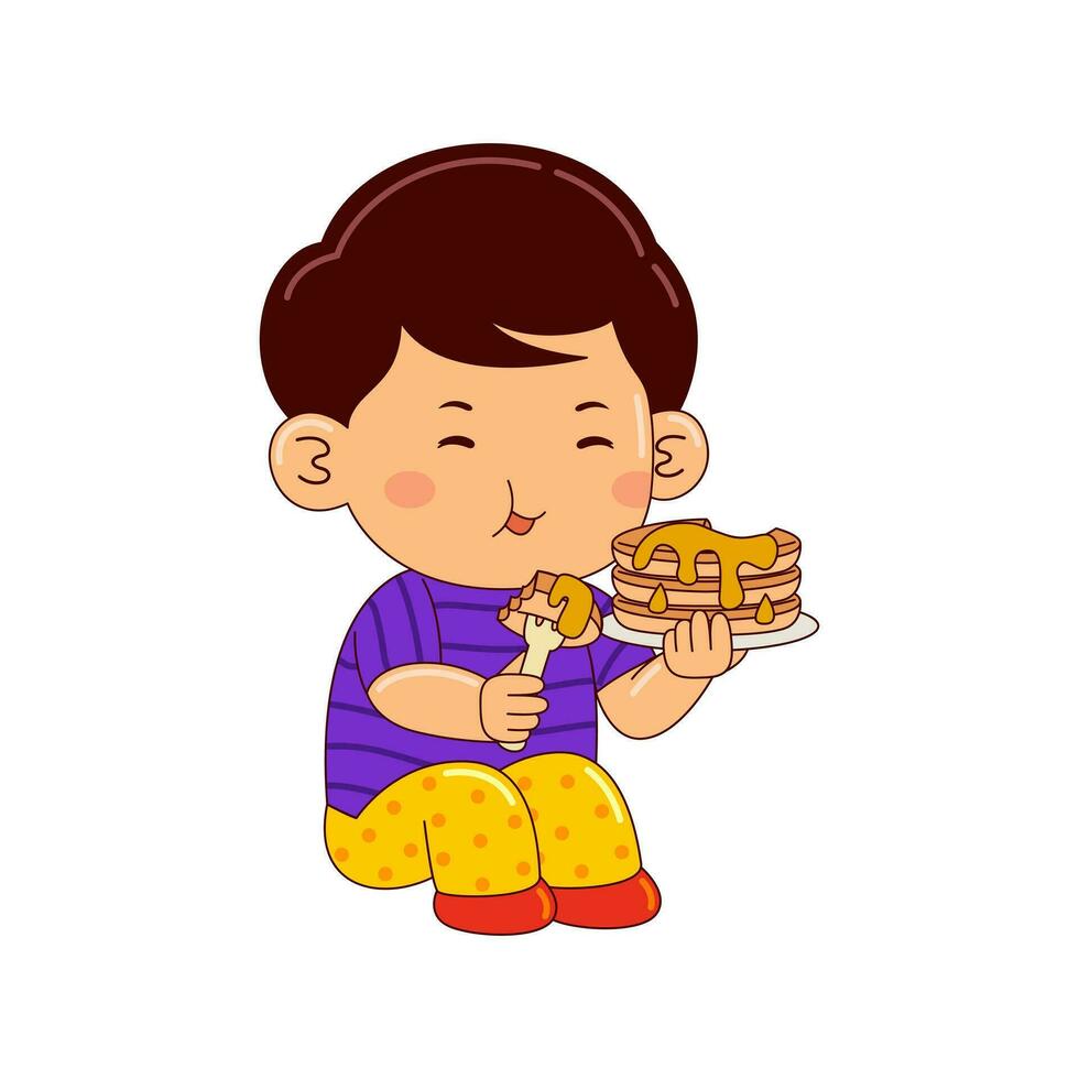 crianças comendo sobremesa vetor ilustração