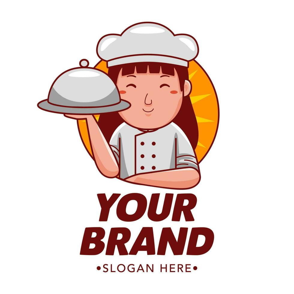 chefe de cozinha desenho animado personagem logotipo vetor modelo