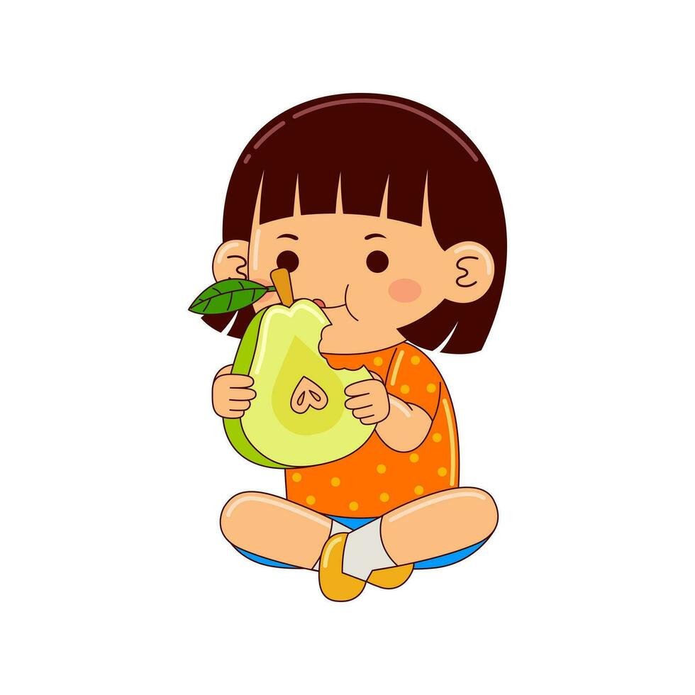 crianças comendo fruta vetor ilustração