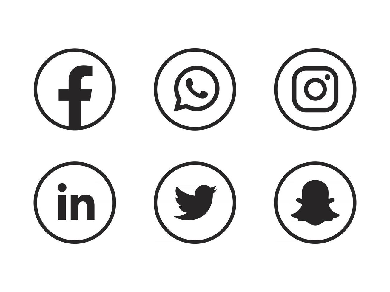 ícones de mídia social agrupam facebook instagram snapchat linkedin e outros botões de logotipo vetor