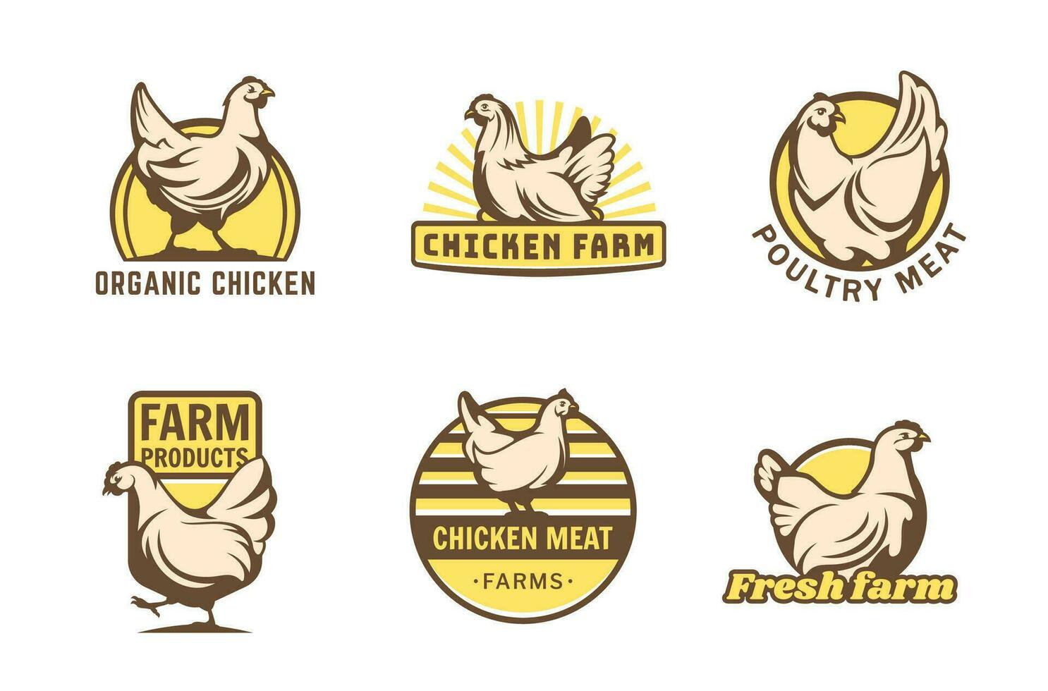frango Fazenda ícones do galinha para aves de capoeira carne mercado vetor