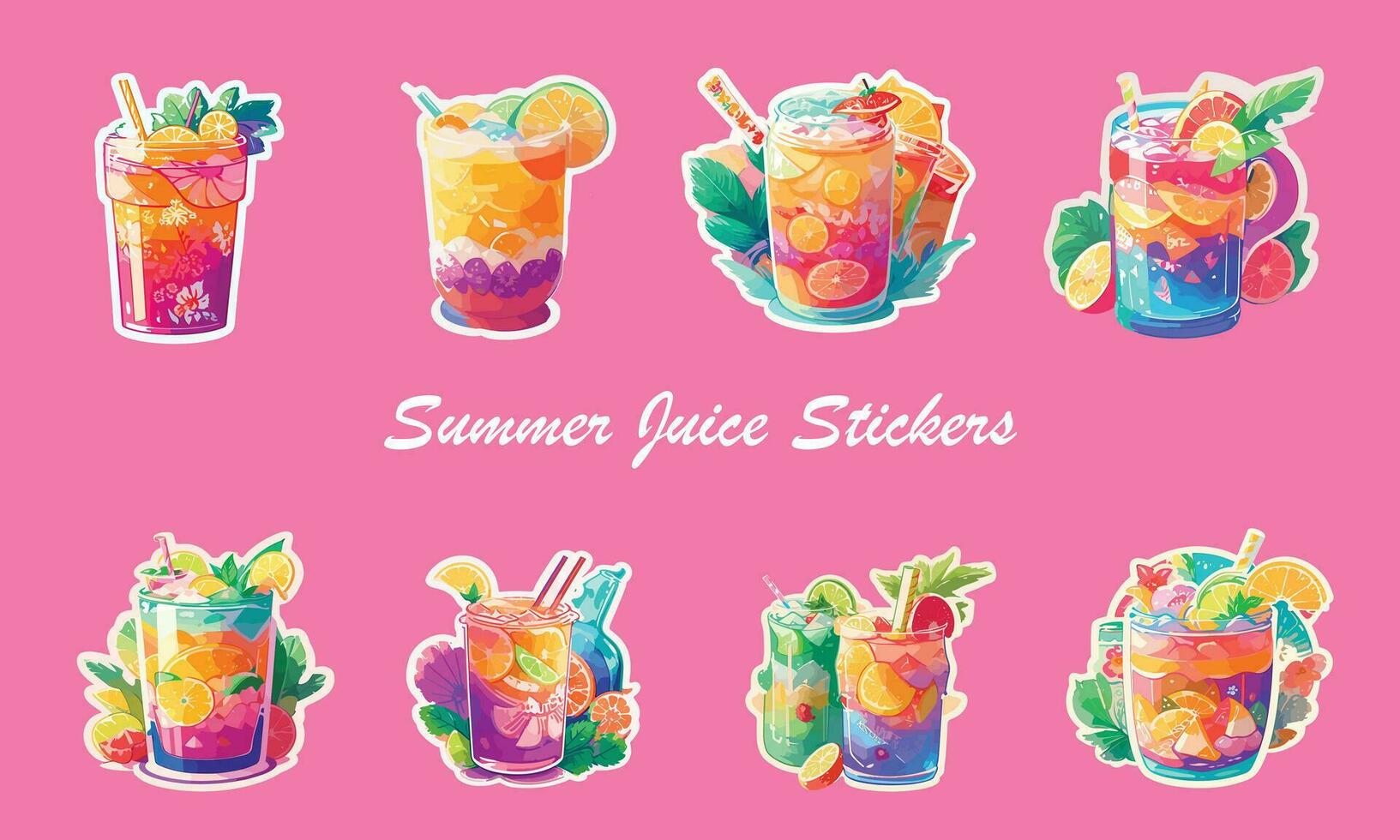 conjunto do cor verão adesivo Comida bebidas frutas suco vetor