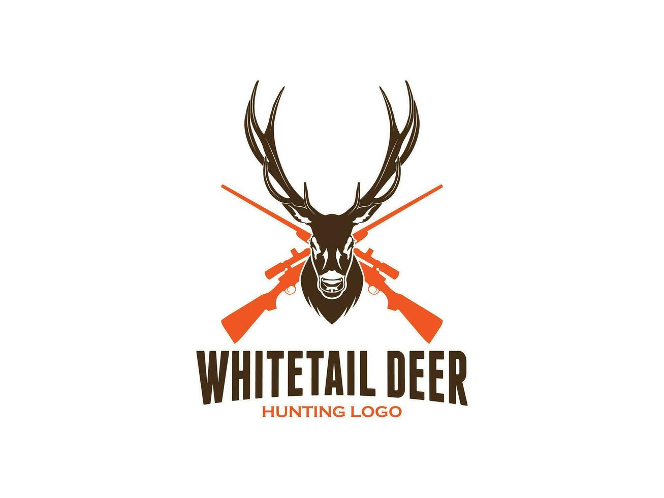 whitetail veado Caçando logotipo arma de fogo silhueta vetor arte