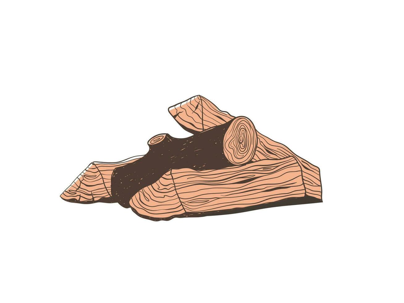 mão desenhado ícone madeira pilha vetor ilustração