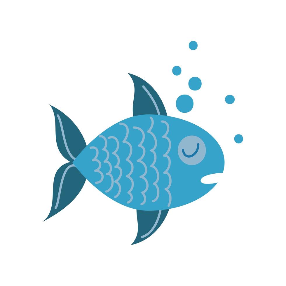 ícone isolado de animal marinho de peixe vetor