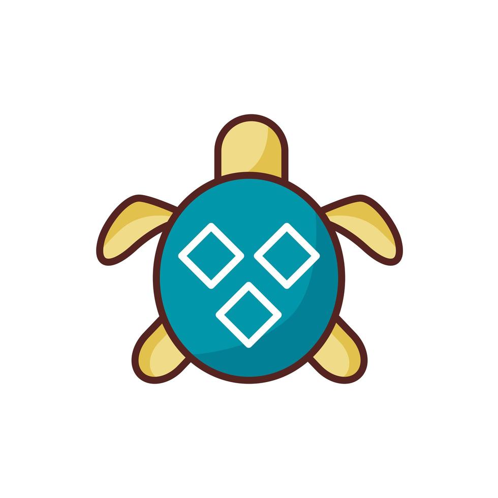 ícone de estilo de cor de linha animal marinho tartaruga vetor