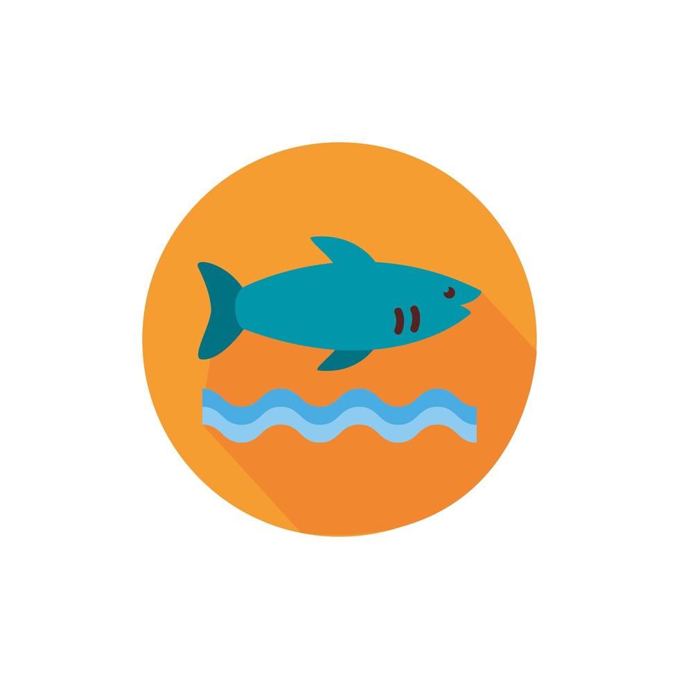 ícone de bloco de animais marinhos de tubarão vetor