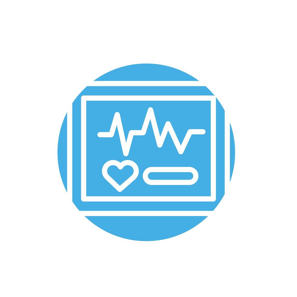 ícone de bloco de pulso de cardiologia de máquina de eletrocardiograma médico vetor