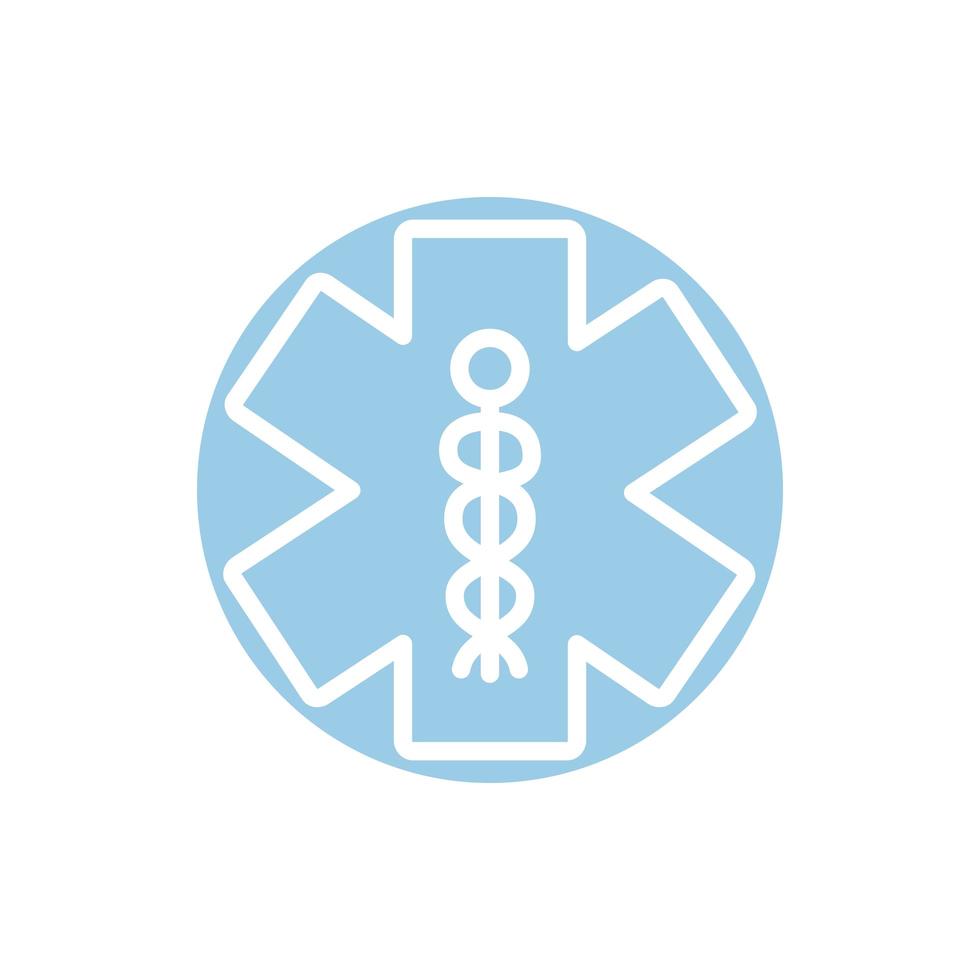 ícone de bloco de símbolo médico do caduceu vetor