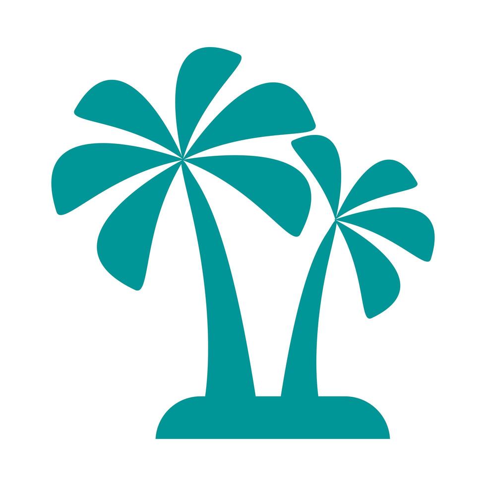 ícone de estilo de silhueta de floresta de plantas de árvores de palmeiras vetor