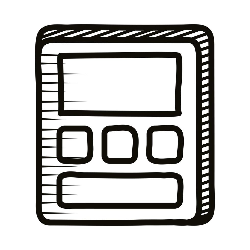 calculadora matemática doodle ícone de estilo de linha vetor