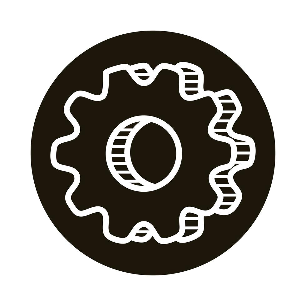 ícone de estilo de bloco de doodle de configuração de configurações de engrenagem vetor
