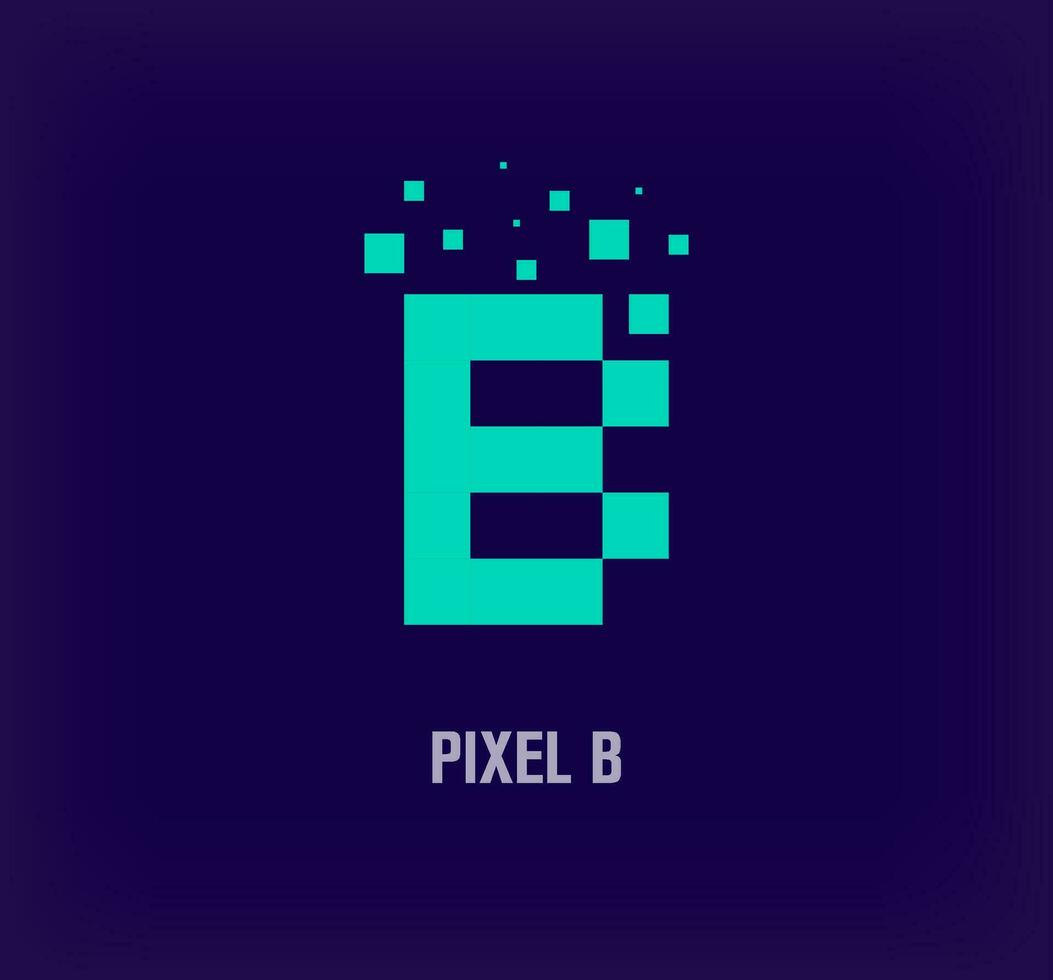 criativo pixel carta b logotipo. único digital pixel arte e pixel explosão modelo. vetor