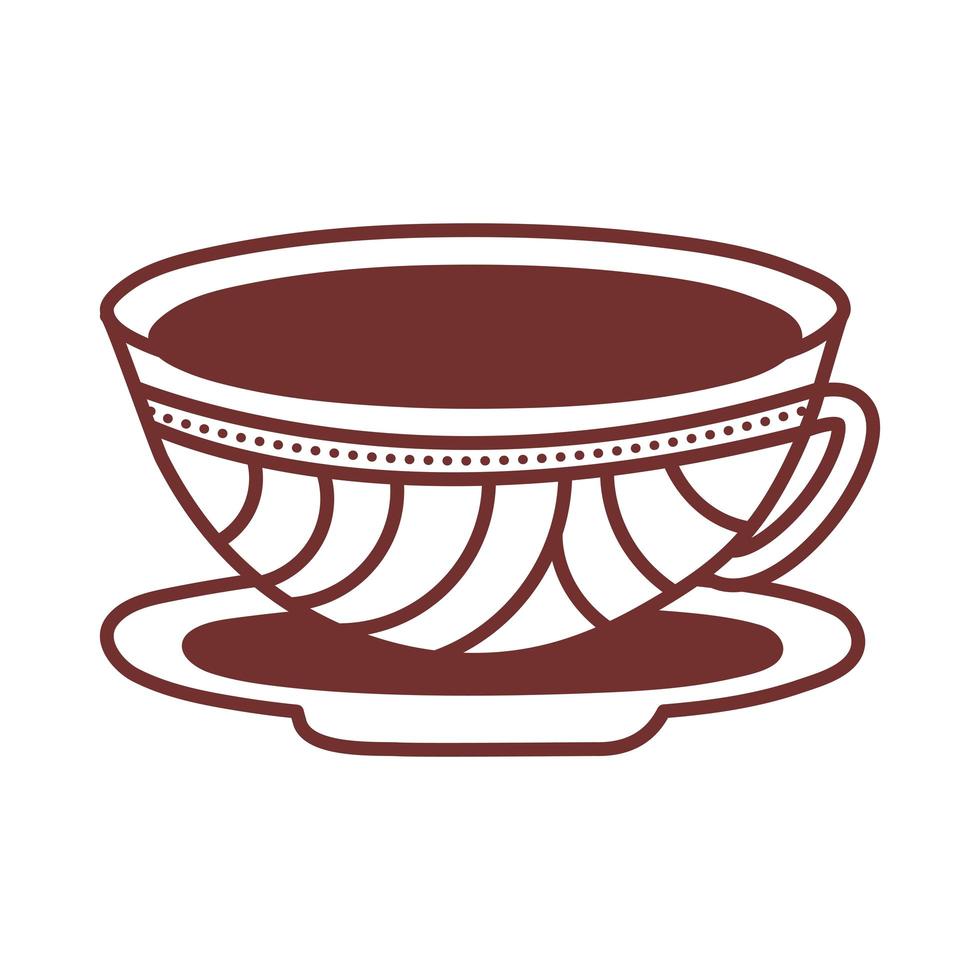prato e copo de cerâmica com ícone de estilo de linha de traços vetor