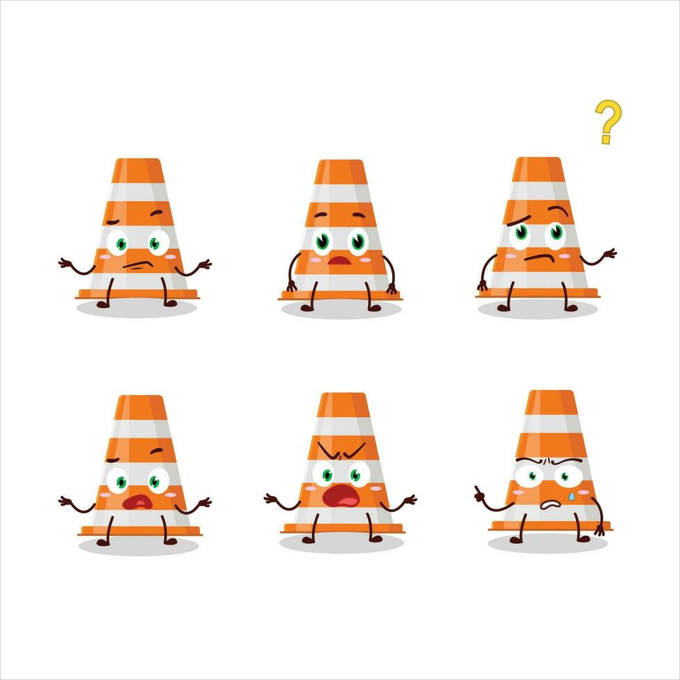 desenho animado personagem do laranja tráfego cone com o que expressão vetor