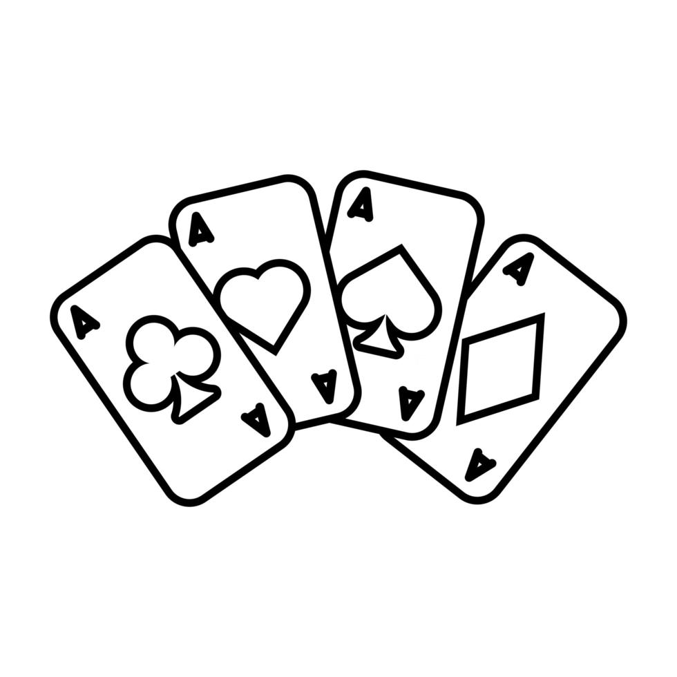 ícone isolado de cartas de pôquer de cassino vetor